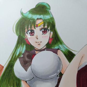 自作イラスト セーラープルート ハガキサイズ