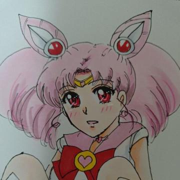 自作イラスト セーラーちびムーン ハガキサイズ