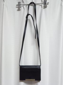 Loungedress ショルダーウォレット ラウンジドレス ミニショルダーバッグ レザー 黒 ブラック 革 皮 中古 レディース