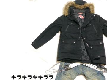 《New》ミリタリー★フード&ファー付*ツイル中綿ジャケット<ブラックL>