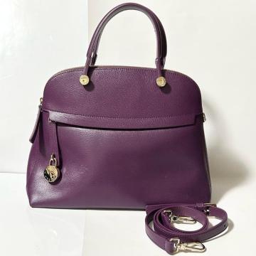FURLA �t���� �p�C�p�[ ���U�[ 2way �V�����_�[�o�b�O �n���h�o�b�O �p�[�v�� �S�[���h����