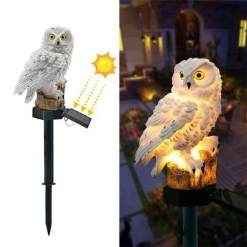 2個セット 置物 フクロウ 梟 ソーラーライト 昼自動消灯夜間自動点灯 イルミネーション ガーデンライト ガーデニングライト