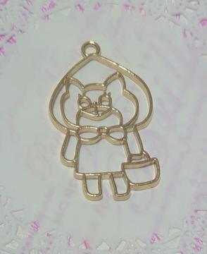 ★ハンドメイド素材★枠チャーム♪ねこ頭巾ちゃん