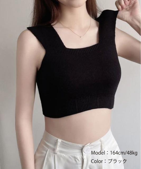 送料無料 新品 ショート丈 カップ付きニットタンクトップ < 女性ファッション  送料無料 新品 ショート丈 カップ付きニットタンクトップ < 女性ファッションの