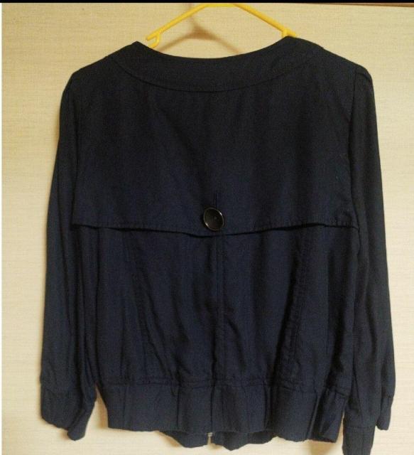 GAP 紺 八分袖 ショート丈ノーカラージップアップブルゾン XXS < ブランド  GAP 紺 八分袖 ショート丈ノーカラージップアップブルゾン XXS < ブランドの