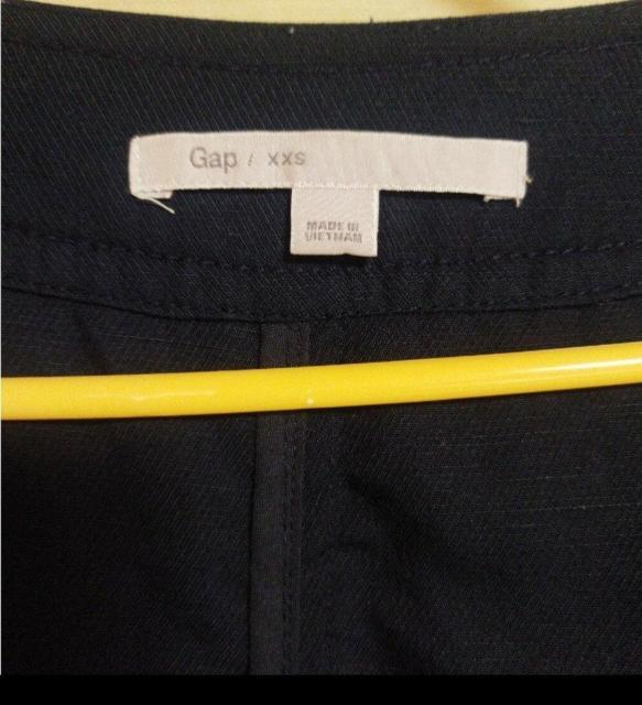 GAP 紺 八分袖 ショート丈ノーカラージップアップブルゾン XXS < ブランド  GAP 紺 八分袖 ショート丈ノーカラージップアップブルゾン XXS < ブランドの