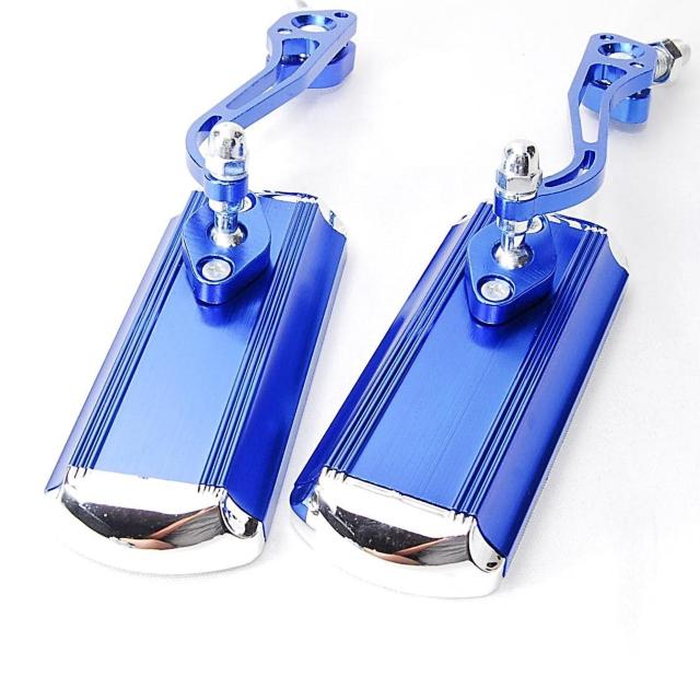 バイクカスタム用 アルミ バックミラー サイドミラー ブルー 変換アダプター付 オートバイ 原付 汎用 バイクミラー 青 < 自動車/バイク バイクカスタム用 アルミ バックミラー サイドミラー ブルー 変換アダプター付 オートバイ 原付 汎用 バイクミラー 青 < 自動車/バイク