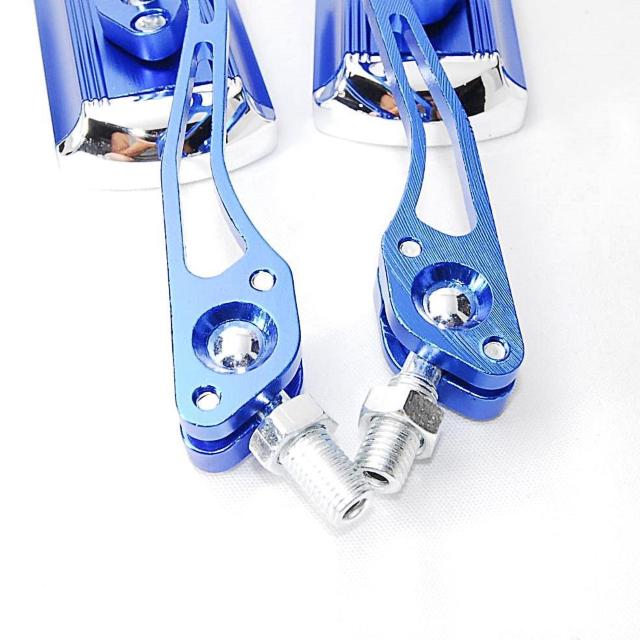 バイクカスタム用 アルミ バックミラー サイドミラー ブルー 変換アダプター付 オートバイ 原付 汎用 バイクミラー 青 < 自動車/バイク バイクカスタム用 アルミ バックミラー サイドミラー ブルー 変換アダプター付 オートバイ 原付 汎用 バイクミラー 青 < 自動車/バイク