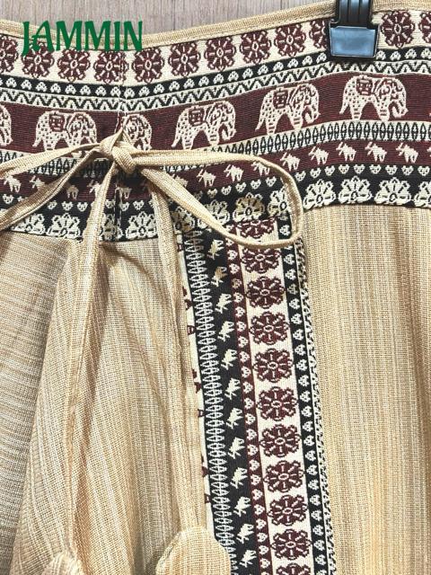 織り柄生地付きサルエルパンツ ベージュ アジアン エスニック 男女兼用 < 男性ファッション 織り柄生地付きサルエルパンツ ベージュ アジアン エスニック 男女兼用 < 男性ファッションの