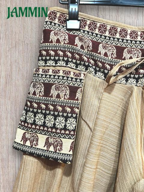 織り柄生地付きサルエルパンツ ベージュ アジアン エスニック 男女兼用 < 男性ファッション 織り柄生地付きサルエルパンツ ベージュ アジアン エスニック 男女兼用 < 男性ファッションの