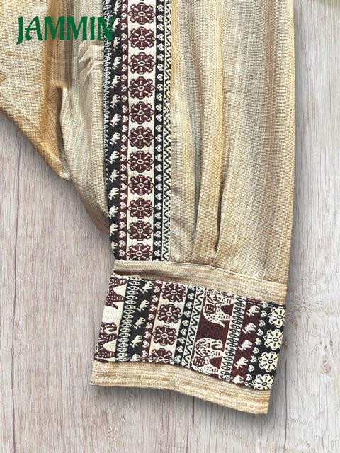 織り柄生地付きサルエルパンツ ベージュ アジアン エスニック 男女兼用 < 男性ファッション 織り柄生地付きサルエルパンツ ベージュ アジアン エスニック 男女兼用 < 男性ファッションの