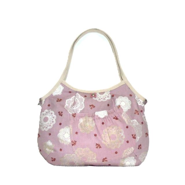 【難アリ】【マチなしグラニーバッグ】【Dカン付きショルダー対応】】◆白キラキラドイリーレース×ピンク地 < 女性ファッション 【難アリ】【マチなしグラニーバッグ】【Dカン付きショルダー対応】】◆白キラキラドイリーレース×ピンク地 < 女性ファッションの