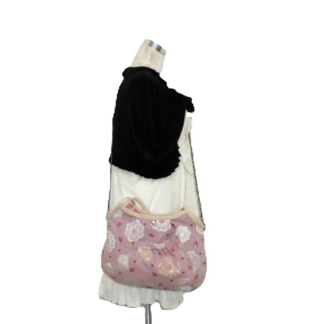 【難アリ】【マチなしグラニーバッグ】【Dカン付きショルダー対応】】◆白キラキラドイリーレース×ピンク地 < 女性ファッション 【難アリ】【マチなしグラニーバッグ】【Dカン付きショルダー対応】】◆白キラキラドイリーレース×ピンク地 < 女性ファッションの