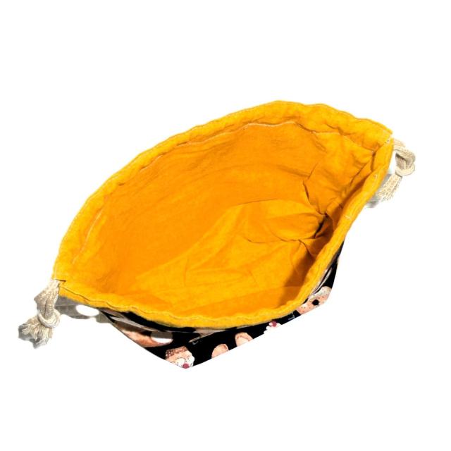 【底マチ幅が広い巾着】◆犬パン◆ダックスフンド・柴犬×イエロー◆裏地あり巾着 < 女性ファッション 【底マチ幅が広い巾着】◆犬パン◆ダックスフンド・柴犬×イエロー◆裏地あり巾着 < 女性ファッションの