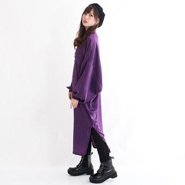 Drughoney★サテンスタンドカラースリットワンピ/パープル < ブランド  Drughoney★サテンスタンドカラースリットワンピ/パープル < ブランドの