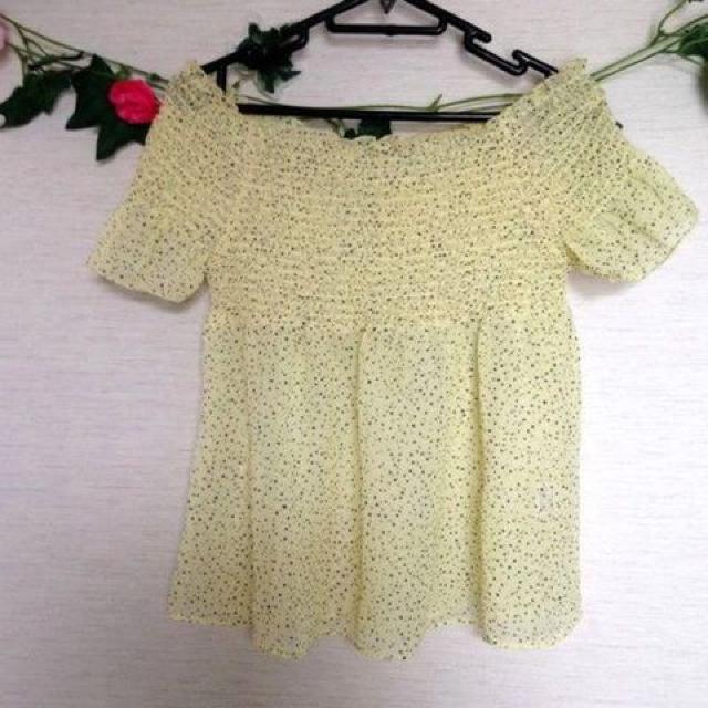 ジーユー★イエロー ハートドット シャーリング ブラウス シャツ < ブランド  ジーユー★イエロー ハートドット シャーリング ブラウス シャツ  < ブランドの