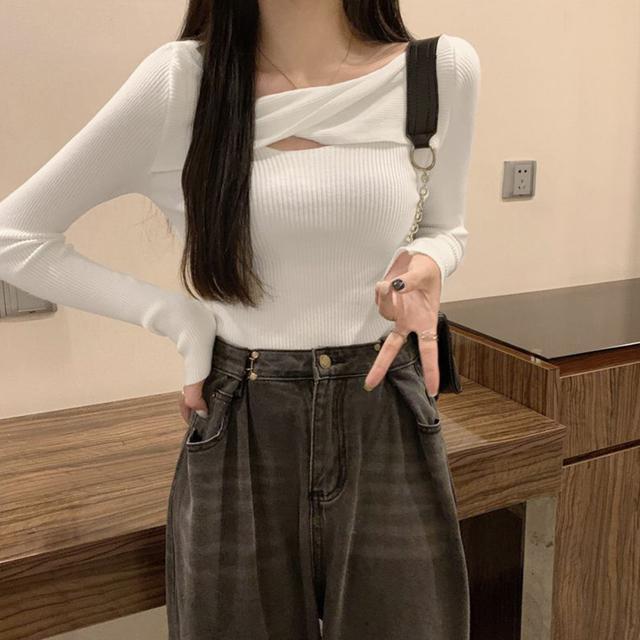 送料無料 新品 ツイスト リブニットトップス レディース < 女性ファッション  送料無料 新品 ツイスト リブニットトップス レディース < 女性ファッションの