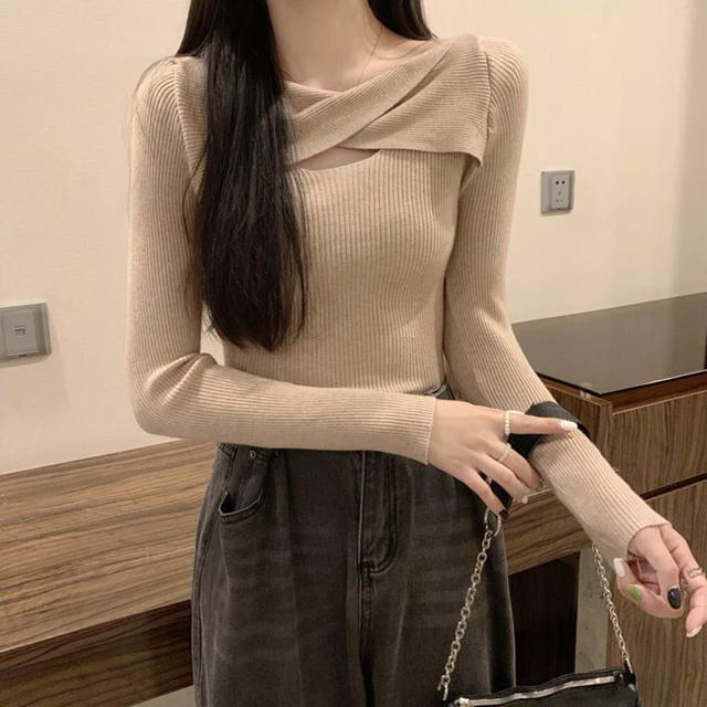 送料無料 新品 ツイスト リブニットトップス レディース < 女性ファッション  送料無料 新品 ツイスト リブニットトップス レディース < 女性ファッションの
