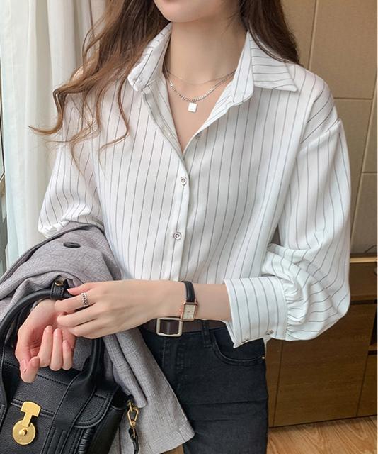 送料無料 新品 ストライプシャツブラウス レディース長袖 < 女性ファッション  送料無料 新品 ストライプシャツブラウス レディース長袖  < 女性ファッションの