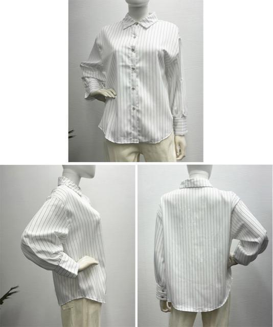 送料無料 新品 ストライプシャツブラウス レディース長袖 < 女性ファッション  送料無料 新品 ストライプシャツブラウス レディース長袖 < 女性ファッションの