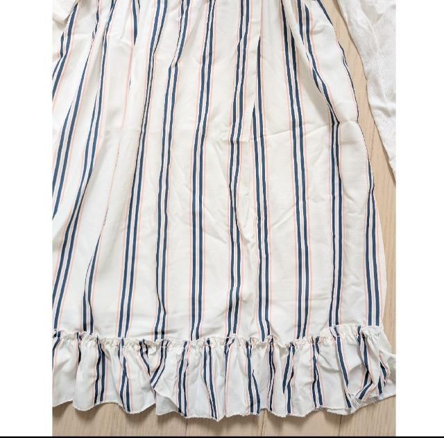 160★MaterialBluebis★ストライプドッキングワンピース★新品★送料無料 < キッズ/ベビー  160★MaterialBluebis★ストライプドッキングワンピース★新品★送料無料 < キッズ/ベビーの