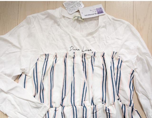 160★MaterialBluebis★ストライプドッキングワンピース★新品★送料無料 < キッズ/ベビー  160★MaterialBluebis★ストライプドッキングワンピース★新品★送料無料 < キッズ/ベビーの