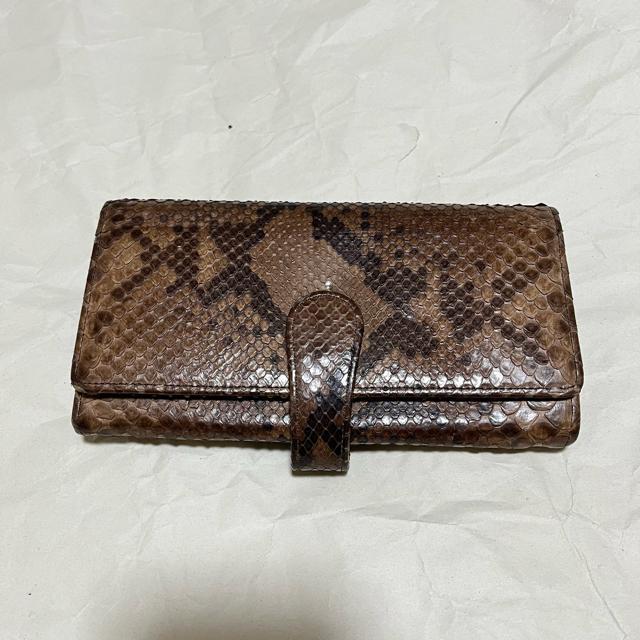 【希少】パイソンレザー 長財布 L字ファスナー 小銭入れあり ダークブラウン 蛇革 < 女性ファッション 【希少】パイソンレザー 長財布 L字ファスナー 小銭入れあり ダークブラウン 蛇革 < 女性ファッションの