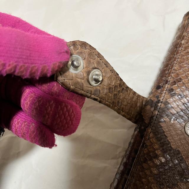 【希少】パイソンレザー 長財布 L字ファスナー 小銭入れあり ダークブラウン 蛇革 < 女性ファッション 【希少】パイソンレザー 長財布 L字ファスナー 小銭入れあり ダークブラウン 蛇革 < 女性ファッションの