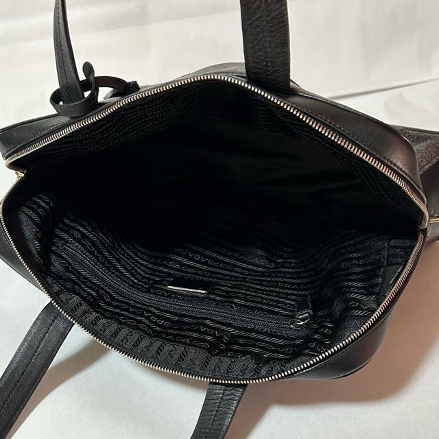 PRADA �v���_ �E�[�� ���U�[ �g�[�g �o�b�O �u���b�N �V���o�[���� ���|�� A4 ���[ ���΂� �� �u�����h�� 