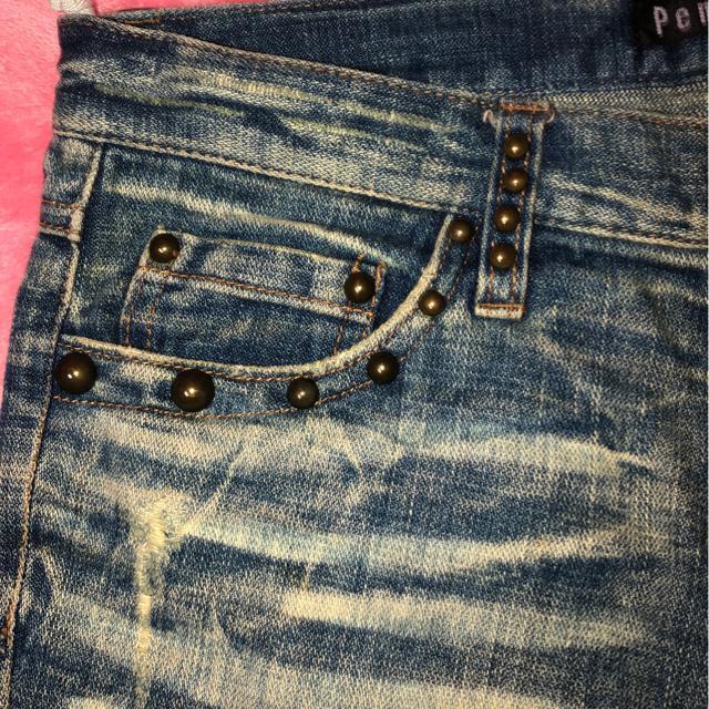 スタッズ付きダメージ加工 七分丈デニムパンツ < 女性ファッション スタッズ付きダメージ加工 七分丈デニムパンツ < 女性ファッションの