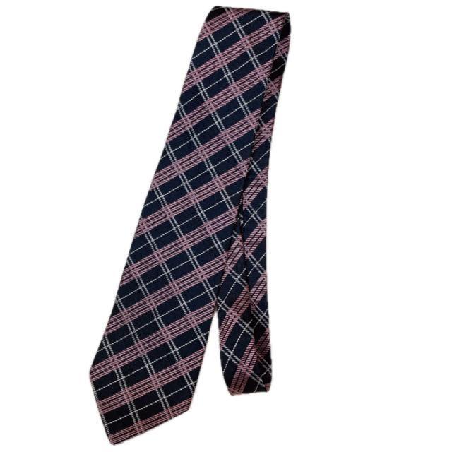 PANARA パナラ ネイビー ピンク チェック柄 ネクタイ シルク100% N2m < 女性ファッション PANARA パナラ ネイビー ピンク チェック柄 ネクタイ シルク100% N2m < 女性ファッションの