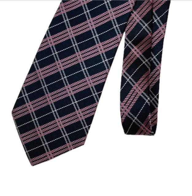 PANARA パナラ ネイビー ピンク チェック柄 ネクタイ シルク100% N2m < 女性ファッション PANARA パナラ ネイビー ピンク チェック柄 ネクタイ シルク100% N2m < 女性ファッションの