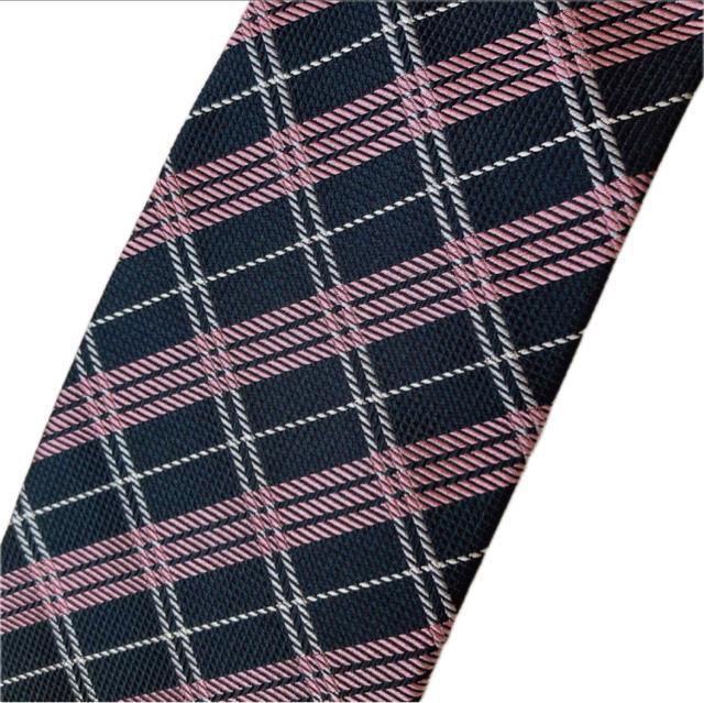 PANARA パナラ ネイビー ピンク チェック柄 ネクタイ シルク100% N2m < 女性ファッション PANARA パナラ ネイビー ピンク チェック柄 ネクタイ シルク100% N2m < 女性ファッションの
