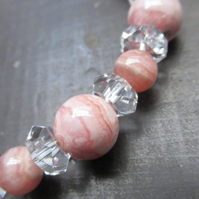 インカローズxカット水晶ブレスレット 天然石 パワーストーン < 女性アクセサリー/時計 インカローズxカット水晶ブレスレット 天然石 パワーストーン < 女性アクセサリー/時計の