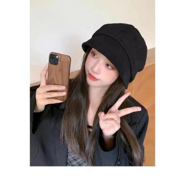 新品 小顔効果 キャスケット つば広 UVカット 日焼け防止 日よけ 黒 ブラック < 女性ファッション  新品 小顔効果 キャスケット つば広 UVカット 日焼け防止 日よけ 黒 ブラック < 女性ファッションの