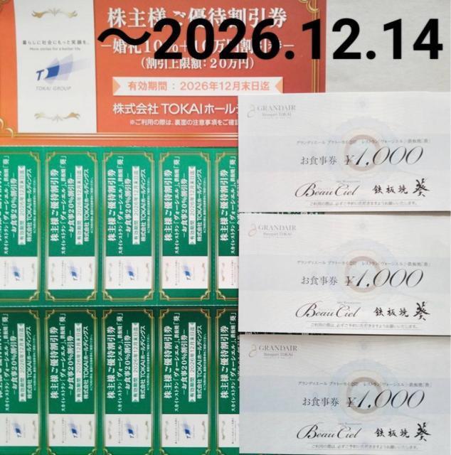 TOKAIホールディングス優待券 ヴォーシエル3,000 < チケット/金券 TOKAIホールディングス優待券 ヴォーシエル3,000 < チケット/金券の