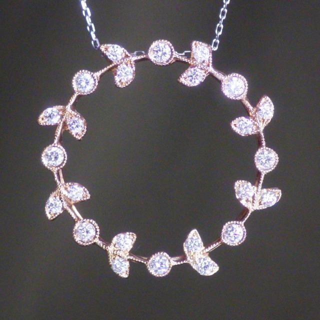 新品 鑑別付き K18 ダイヤモンド ミルグレイン 金 花輪 トップ&プラチナ ネックレス < 女性アクセサリー/時計  新品 鑑別付き K18 ダイヤモンド ミルグレイン 金 花輪 トップ&プラチナ ネックレス  < 女性アクセサリー/時計の