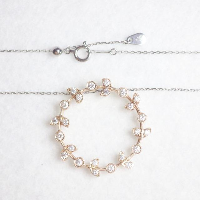 新品 鑑別付き K18 ダイヤモンド ミルグレイン 金 花輪 トップ&プラチナ ネックレス < 女性アクセサリー/時計  新品 鑑別付き K18 ダイヤモンド ミルグレイン 金 花輪 トップ&プラチナ ネックレス < 女性アクセサリー/時計の