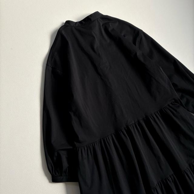 美品◆日本製◆ププラ◆パールボタンティアードロングワンピース◆黒◆M◆フォーマル < 女性ファッション 美品◆日本製◆ププラ◆パールボタンティアードロングワンピース◆黒◆M◆フォーマル < 女性ファッションの