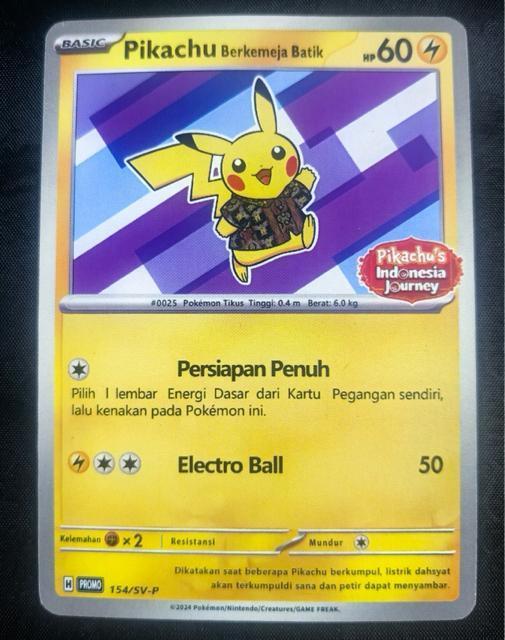 ピカチュウ バティック バティックシャツ プロモ 154/SV-P 希少 インドネシア限定 引退 < トレーディングカード ピカチュウ バティック バティックシャツ プロモ 154/SV-P 希少 インドネシア限定 引退 < トレーディングカードの