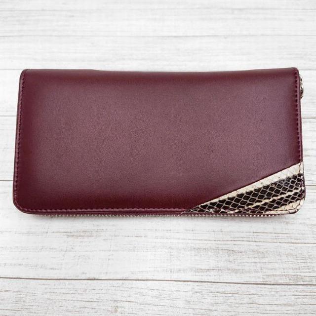 ブラック イエロー ワイン 牛革&パイソン 本革長財布 新品 < 女性ファッション ブラック イエロー ワイン 牛革&パイソン 本革長財布 新品 < 女性ファッションの