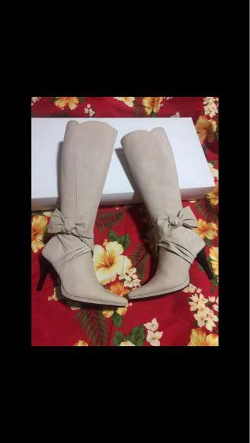 ゆうパック送料込☆大きなリボン☆春ベージュロングブーツ☆ < 女性ファッション  ゆうパック送料込☆大きなリボン☆春ベージュロングブーツ☆  < 女性ファッションの