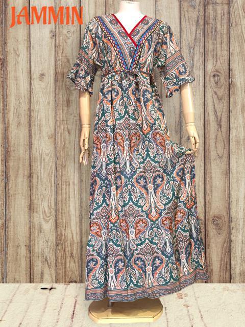 アジアンペーズリー柄ロングワンピ★アジアン★エスニック★ワンピース < 女性ファッション  アジアンペーズリー柄ロングワンピ★アジアン★エスニック★ワンピース < 女性ファッションの