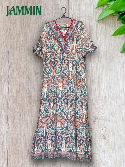 アジアンペーズリー柄ロングワンピ★アジアン★エスニック★ワンピース < 女性ファッション  アジアンペーズリー柄ロングワンピ★アジアン★エスニック★ワンピース < 女性ファッションの