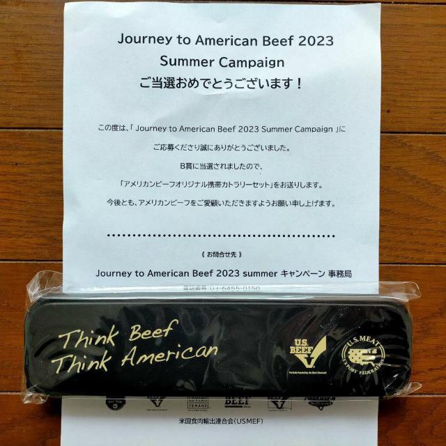 アメリカンビーフ オリジナル 携帯カトラリーセット フォーク スプーン 箸 < ホビー  アメリカンビーフ オリジナル 携帯カトラリーセット フォーク スプーン 箸 < ホビーの