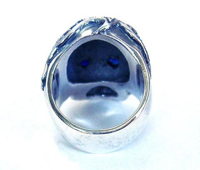 シルバー925 メデューサスカルリング ブルージルコニア < 男性アクセサリー/時計  シルバー925 メデューサスカルリング ブルージルコニア < 男性アクセサリー/時計の