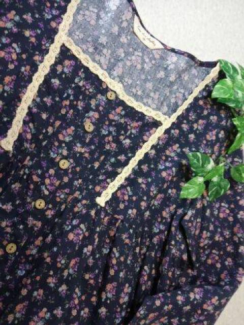 *フラワーモヨウ コットンチュニックブラウス* M < 女性ファッション *フラワーモヨウ コットンチュニックブラウス* M < 女性ファッションの