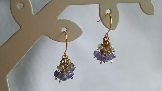 ☆handmade天然石ピアス☆宝石質タンザナイト&ペリドット☆14KGF☆ < 女性アクセサリー/時計  ☆handmade天然石ピアス☆宝石質タンザナイト&ペリドット☆14KGF☆  < 女性アクセサリー/時計の