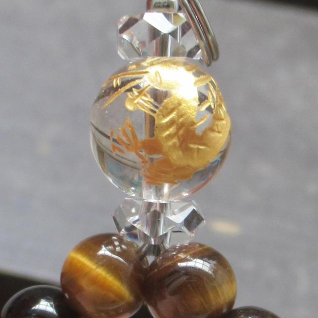 金龍彫水晶xタイガーアイxルチルクォーツストラップ 天然石 < 家電/AV 金龍彫水晶xタイガーアイxルチルクォーツストラップ 天然石 < 家電/AVの