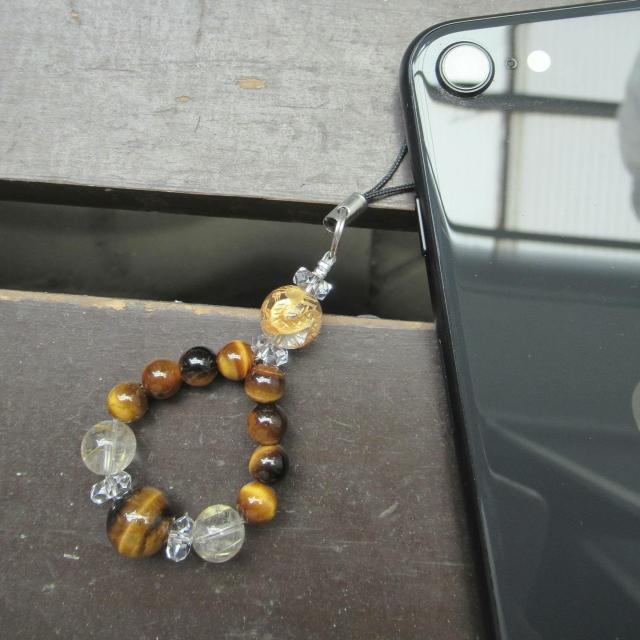 金龍彫水晶xタイガーアイxルチルクォーツストラップ 天然石 < 家電/AV 金龍彫水晶xタイガーアイxルチルクォーツストラップ 天然石 < 家電/AVの